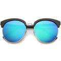 Oversize Round Horned Rim Half Frame Mirror Lens Sunglasses A190