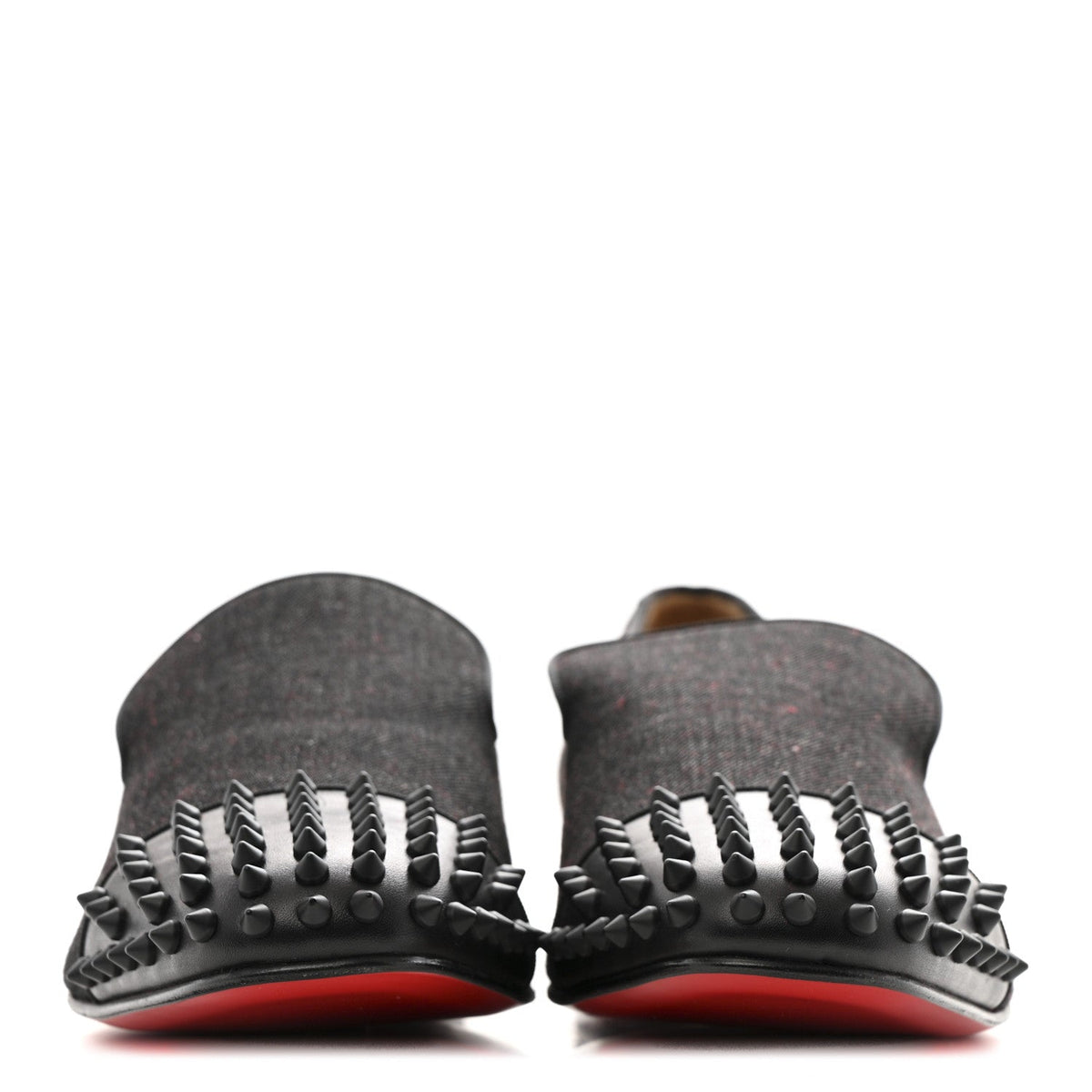 Mens Matte Denim Spooky Spike Flat Loafers 45 Black