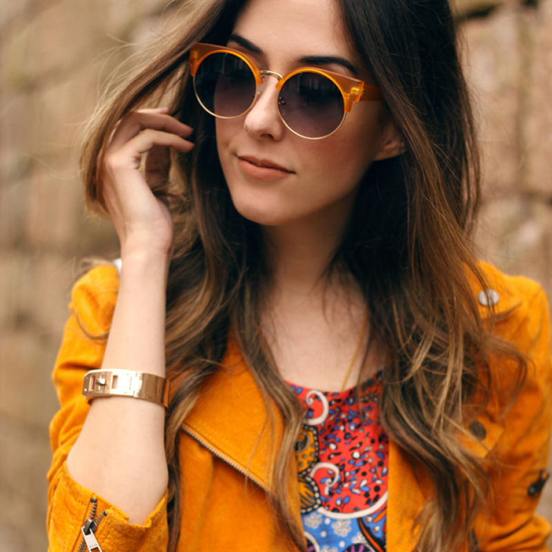 Vintage Indie Round Circle Cat Eye Sunglasses 8785