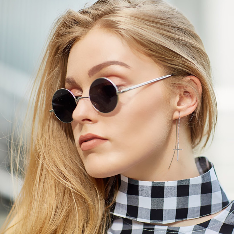 Small Retro Lennon Style Round Dapper Sunglasses 8237