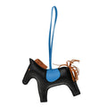 Milo Lambskin Grigri Rodeo Horse Bag Charm GM Black Gold Bleu Zanzibar