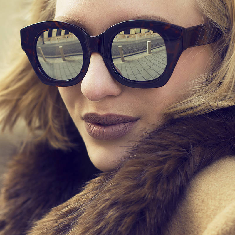 Oversize Indie Bold Frame Mirrored Lens Sunglasses 9983