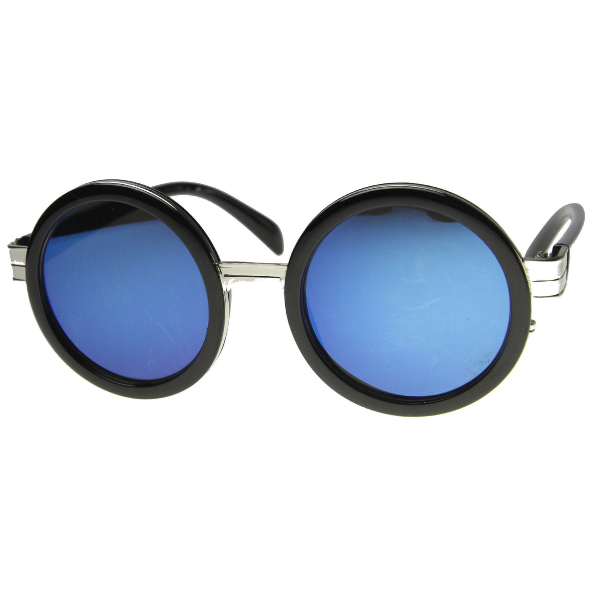 Large Round Frame With Metal Accents Retro Sunglasses 9888