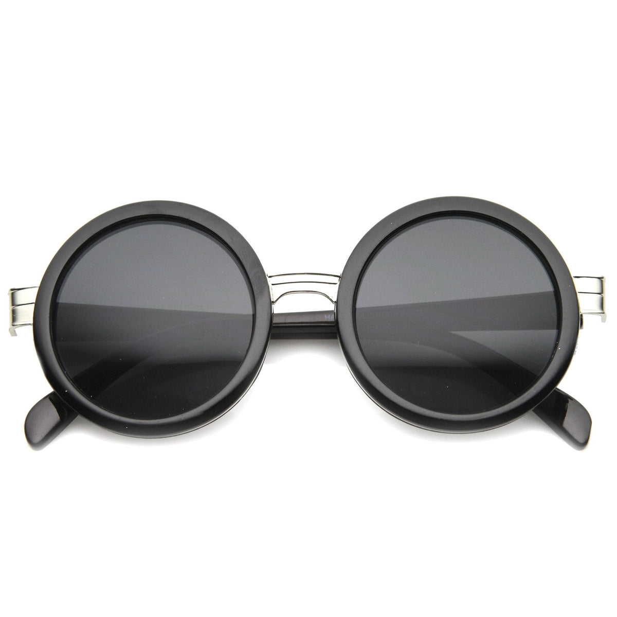 Large Round Frame With Metal Accents Retro Sunglasses 9888