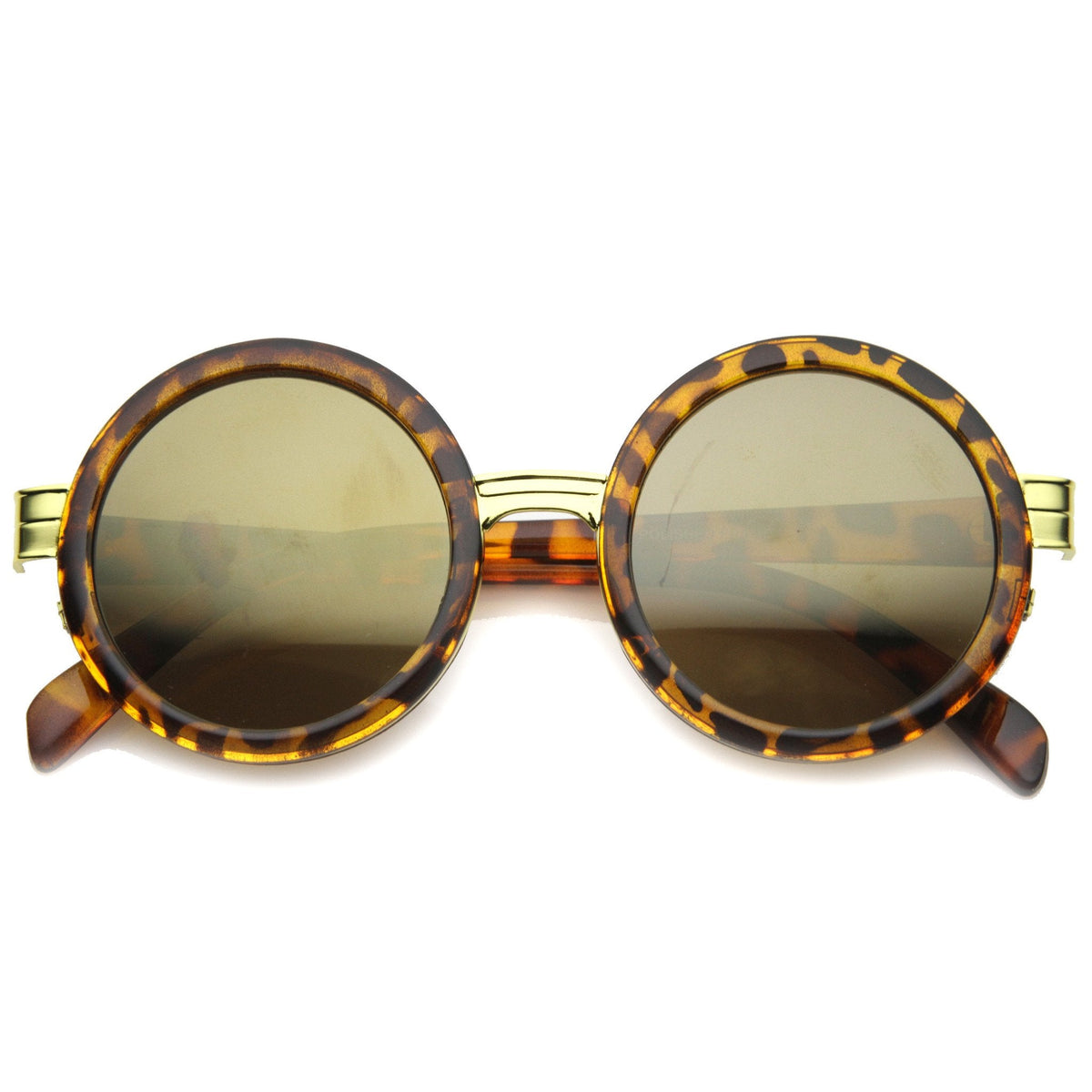 Large Round Frame With Metal Accents Retro Sunglasses 9888