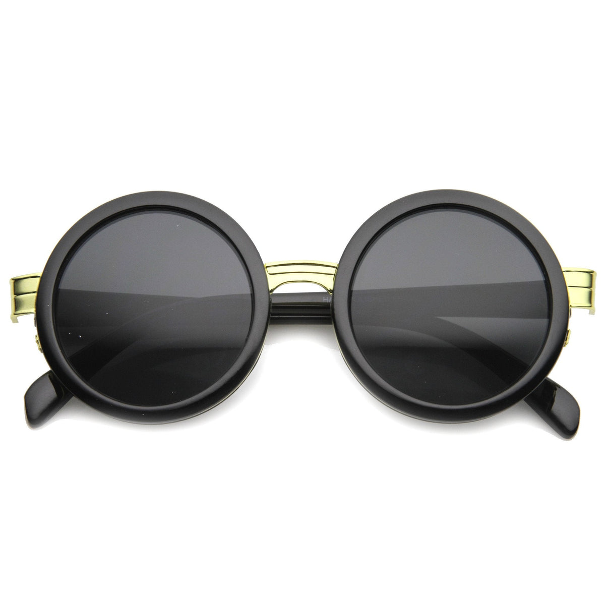 Large Round Frame With Metal Accents Retro Sunglasses 9888