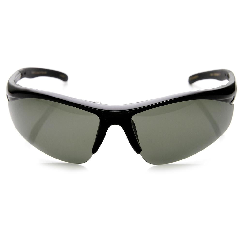 Mens Hard Coated Performance Half Frame Sports Wrap Around Sunglasses 9273