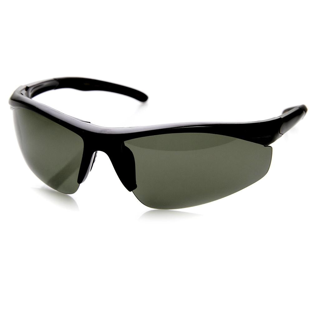 Mens Hard Coated Performance Half Frame Sports Wrap Around Sunglasses 9273