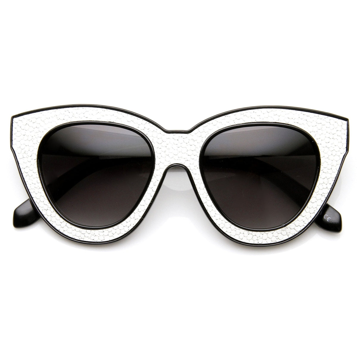 Womens Trendy Texture Block Cut Oversize Cat Eye Sunglasses 9284