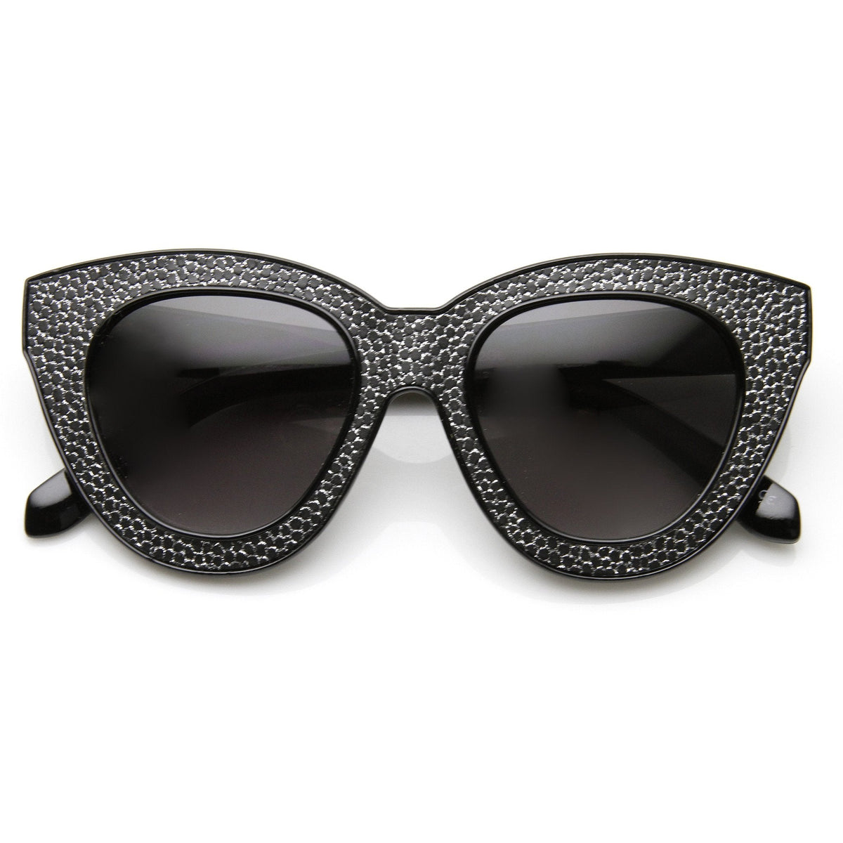 Womens Trendy Texture Block Cut Oversize Cat Eye Sunglasses 9284