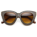 Womens Trendy Texture Block Cut Oversize Cat Eye Sunglasses 9284