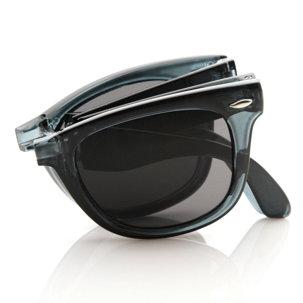 Translucent Colorful Folding Pocket Horned Rim Sunglasses 8612