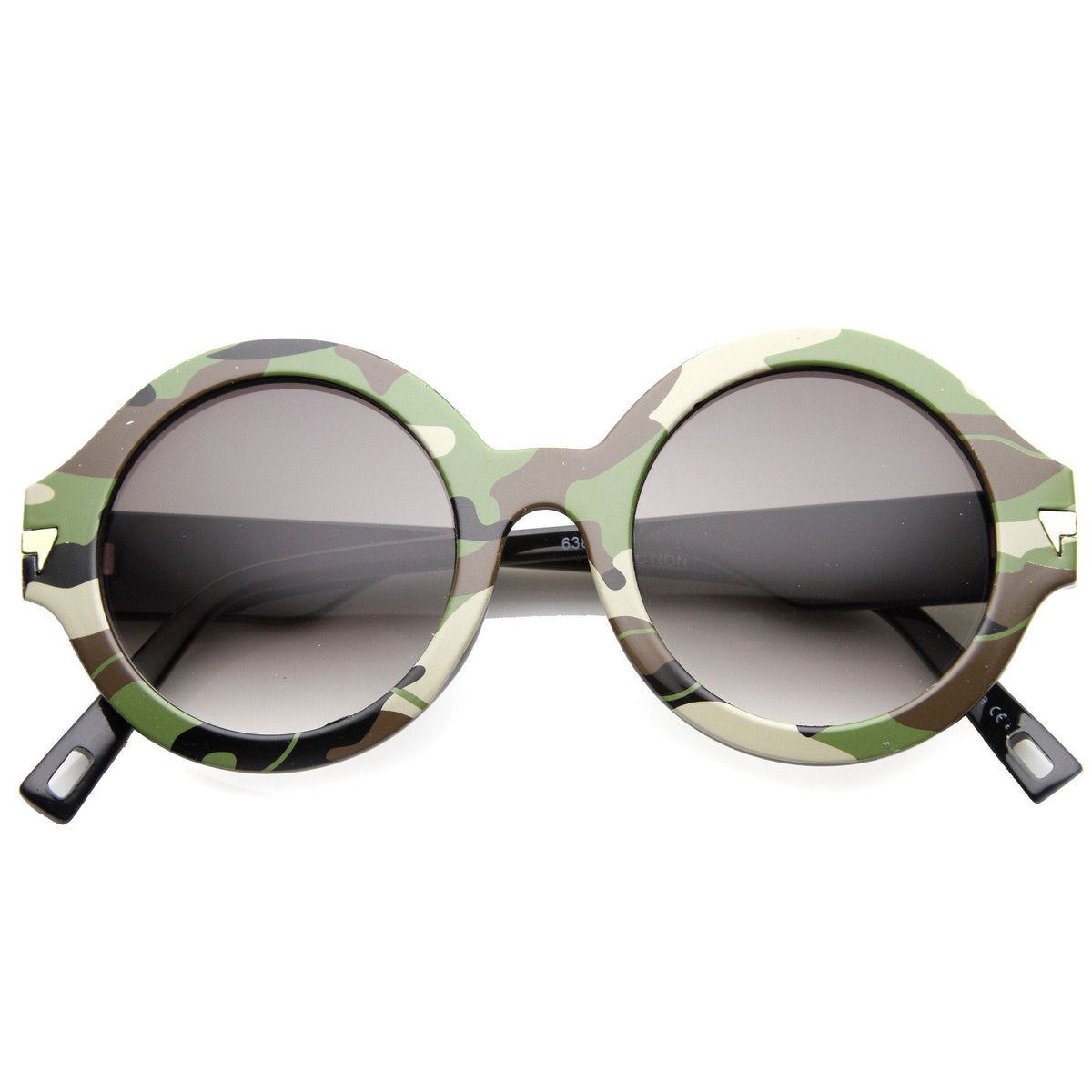 Retro Round Thick Frame Camouflage Sunglasses 9911