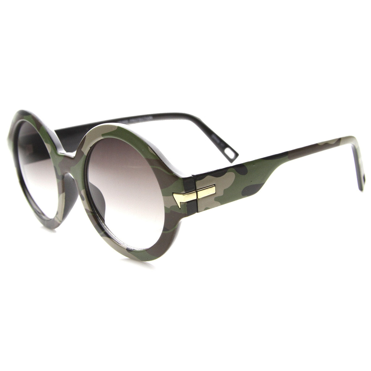 Retro Round Thick Frame Camouflage Sunglasses 9911