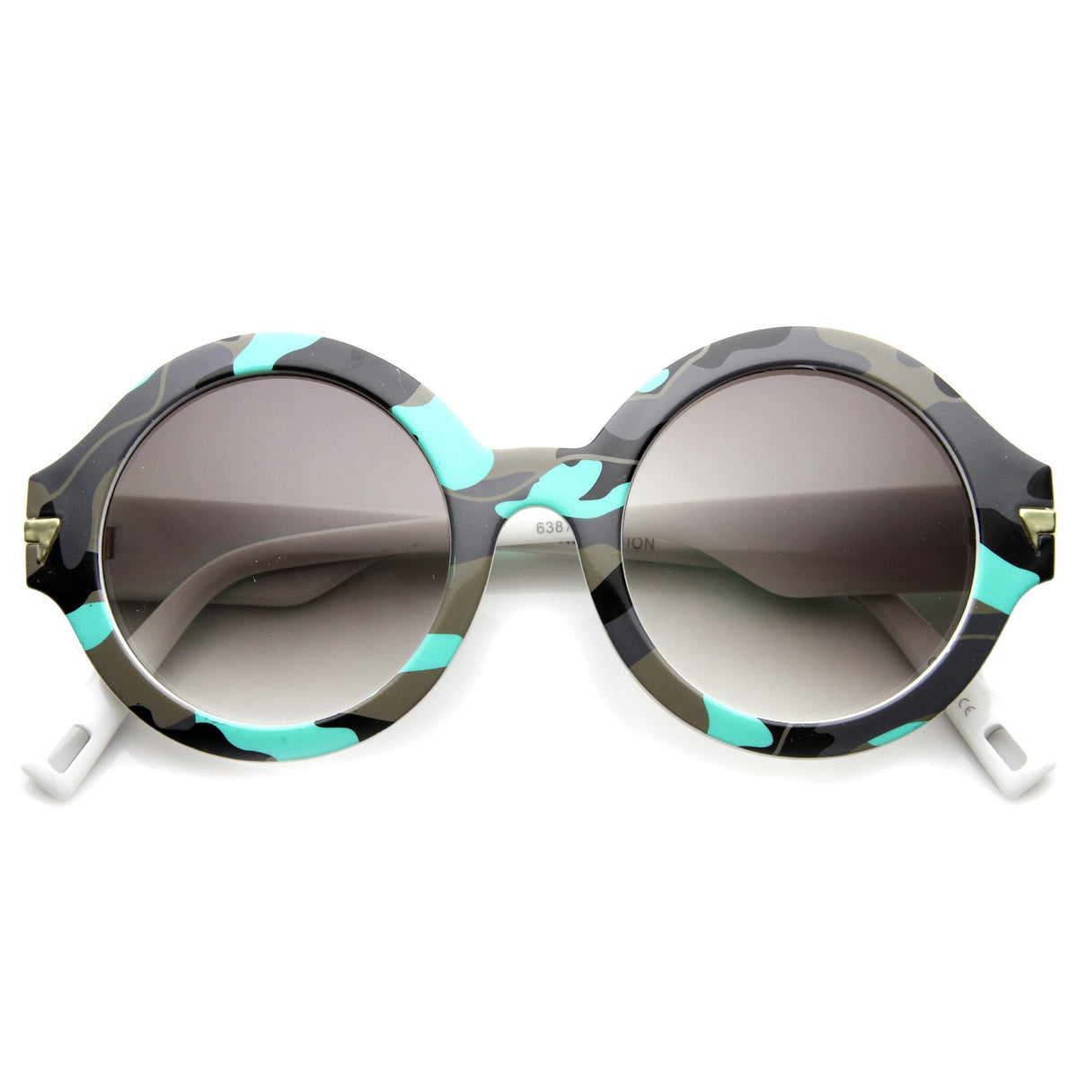 Retro Round Thick Frame Camouflage Sunglasses 9911