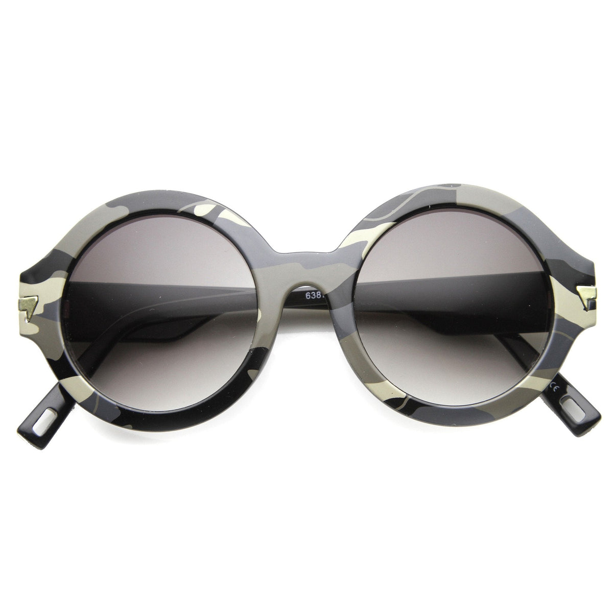 Retro Round Thick Frame Camouflage Sunglasses 9911