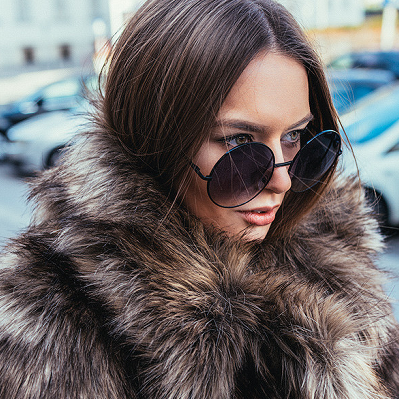 Oversize Vintage Inspired Metal Round Circle Sunglasses
