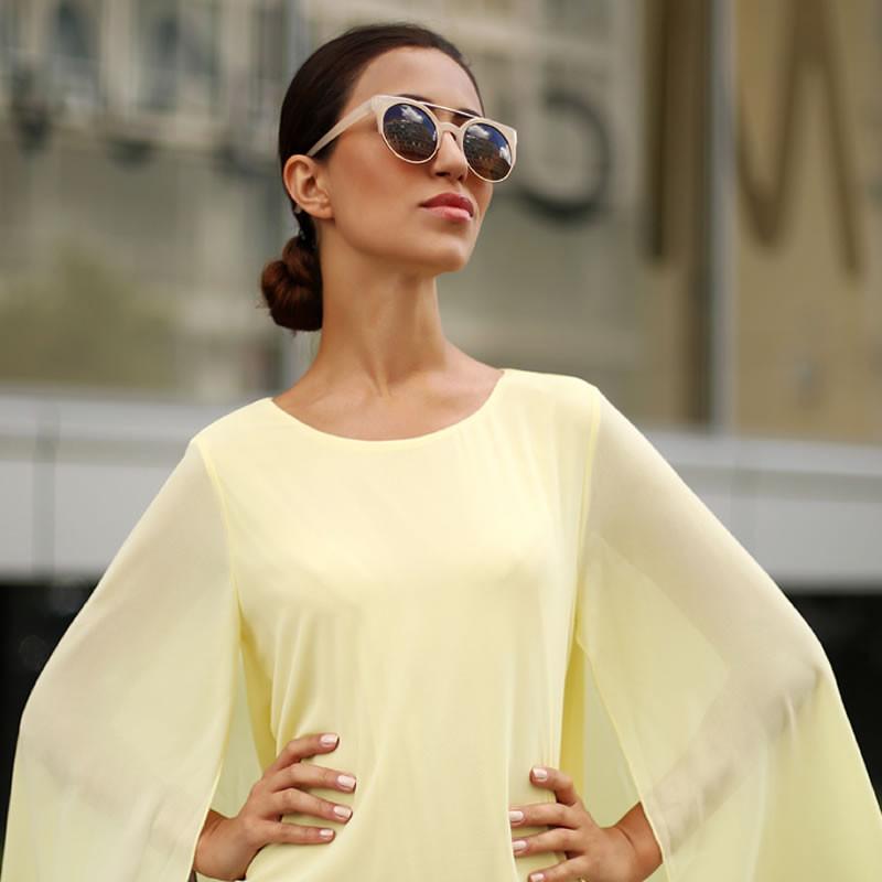 Designer Retro Circle Super Half Frame Flat Bar Sunglasses 8525
