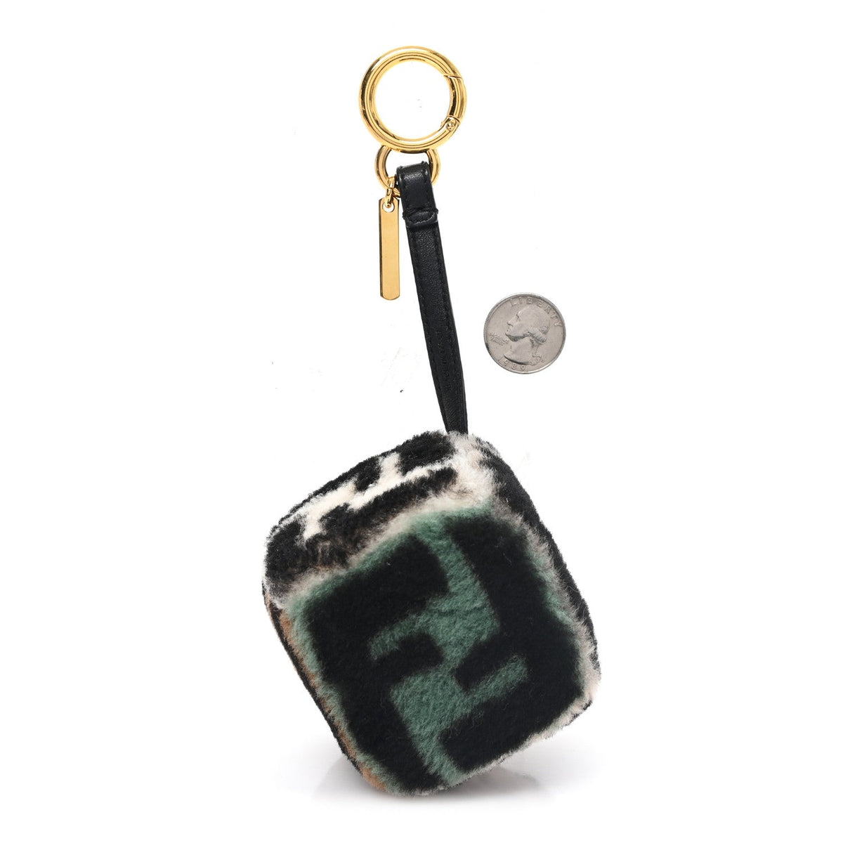 Shearling Vitello Dolce Macro FF 1974 Dice Bag Charm Multicolor