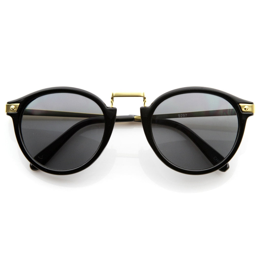 Vintage Steampunk Inspired Round Horned Rim Frame Sunglasses