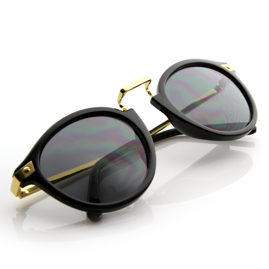 Vintage Steampunk Inspired Round Horned Rim Frame Sunglasses