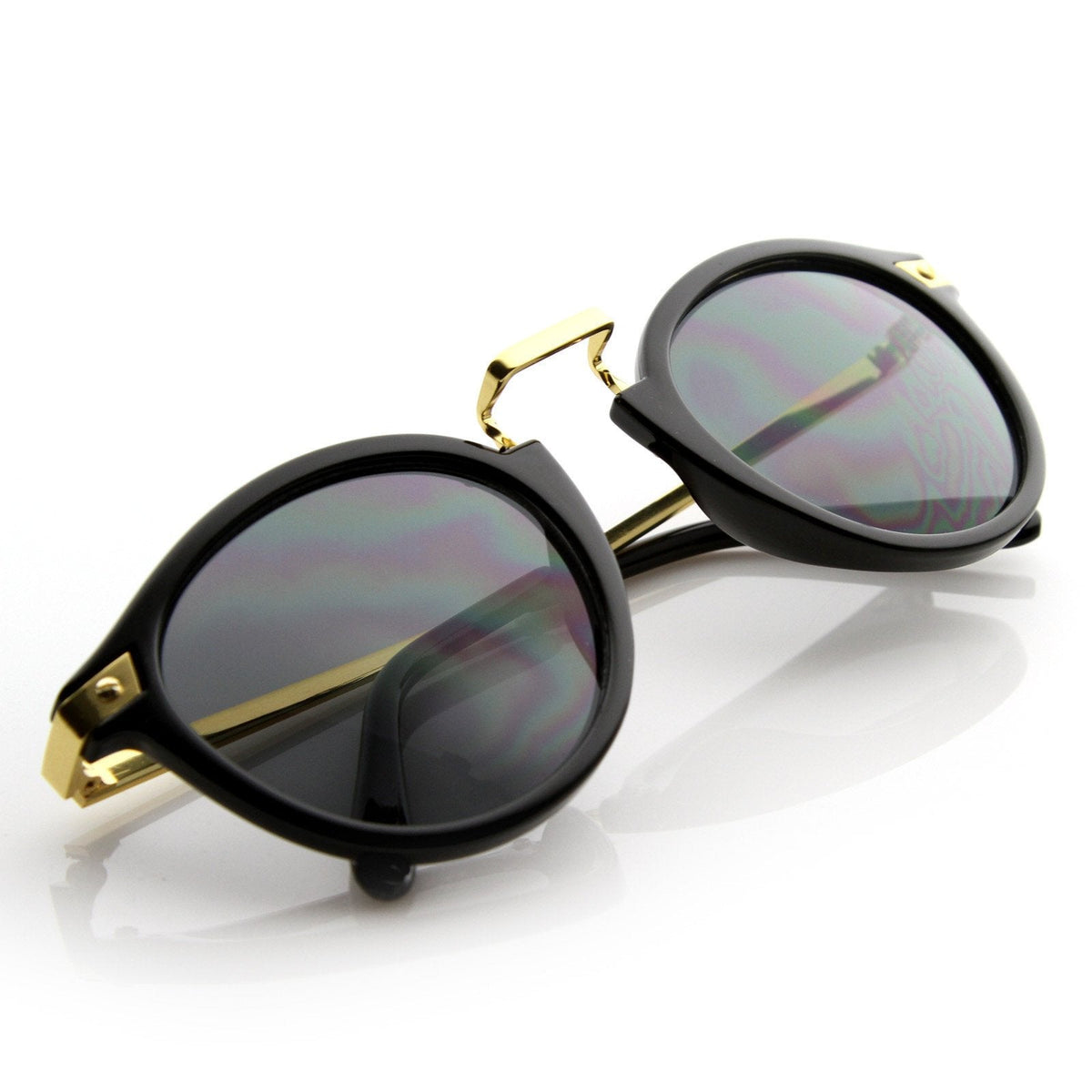 Vintage Steampunk Inspired Round Horned Rim Frame Sunglasses