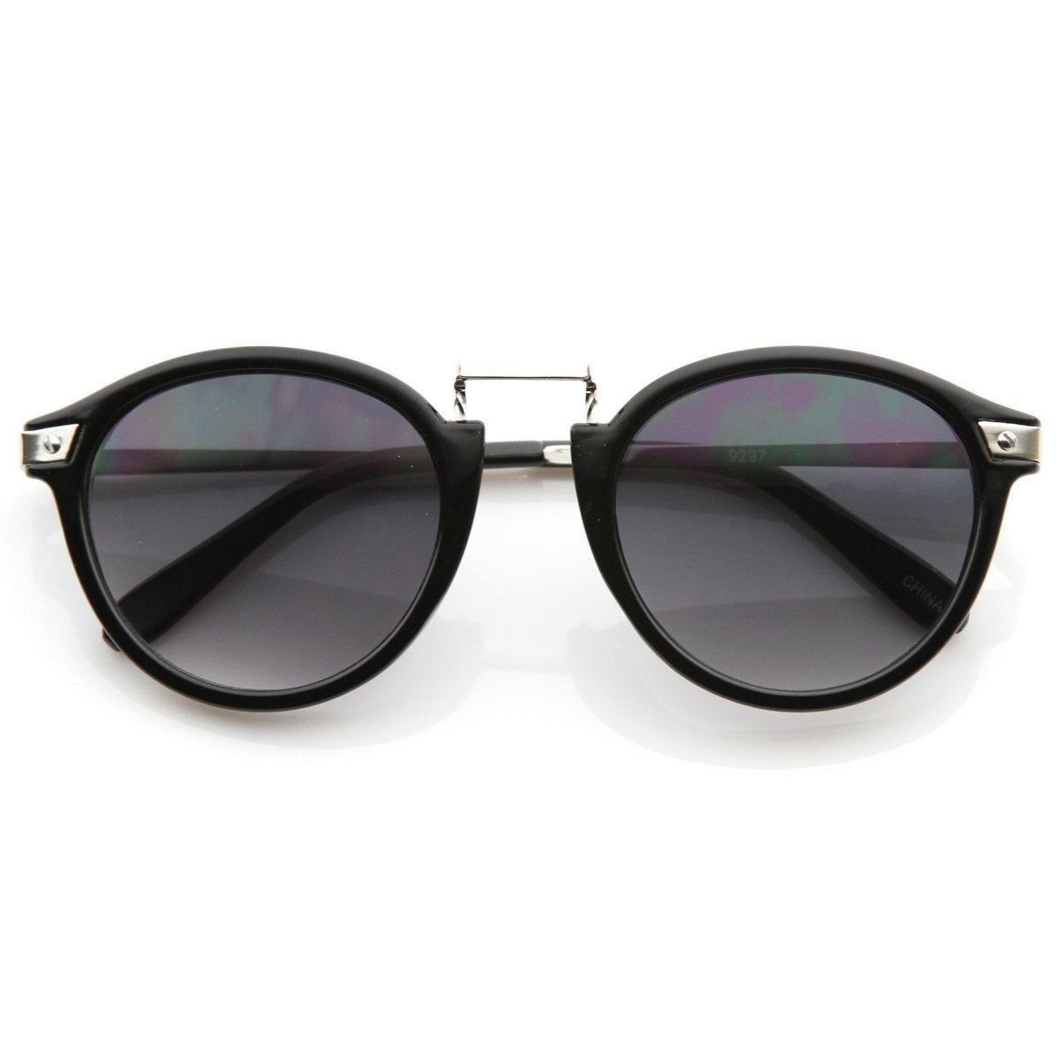 Vintage Steampunk Inspired Round Horned Rim Frame Sunglasses