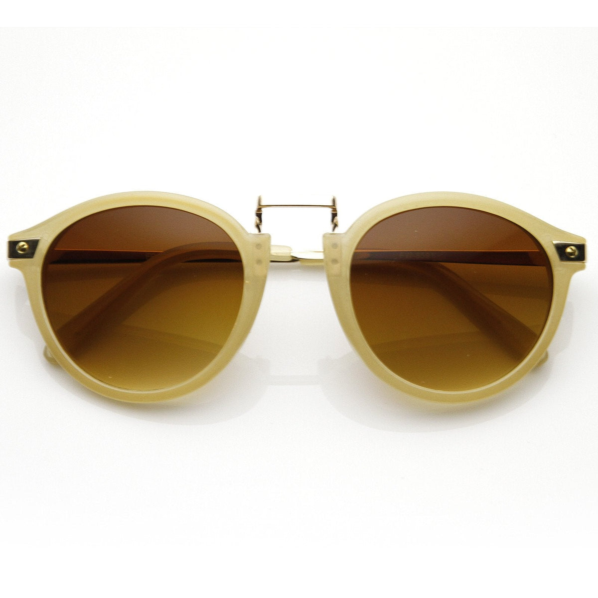 Vintage Steampunk Inspired Round Horned Rim Frame Sunglasses