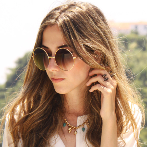 Oversize Vintage Inspired Metal Round Circle Sunglasses