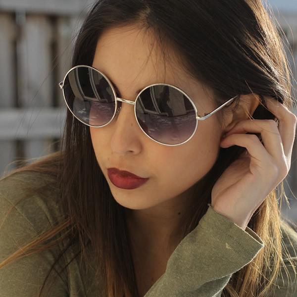 Oversize Vintage Inspired Metal Round Circle Sunglasses