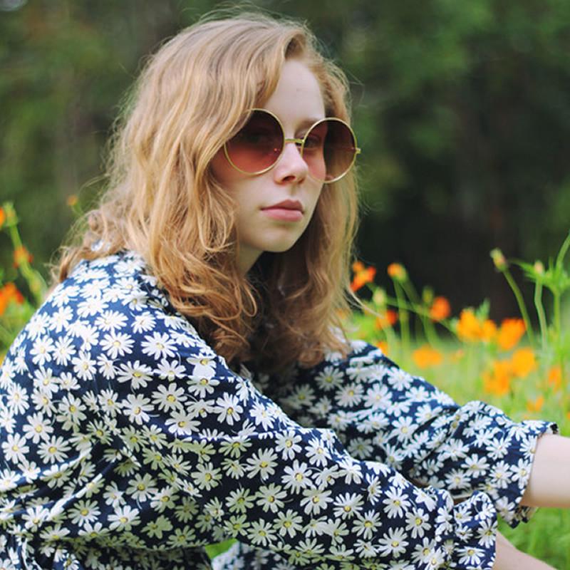 Oversize Vintage Inspired Metal Round Circle Sunglasses