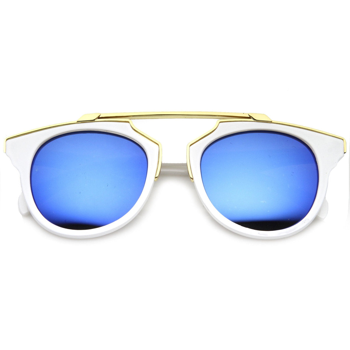 Intricately Designed Horned Rim Mirror Lens Sunglasses