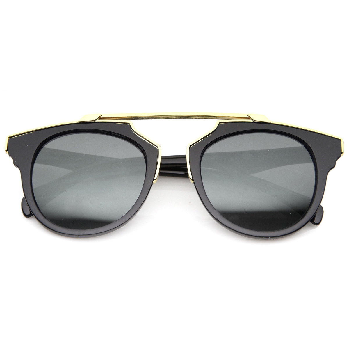 Intricately Designed Horned Rim Mirror Lens Sunglasses