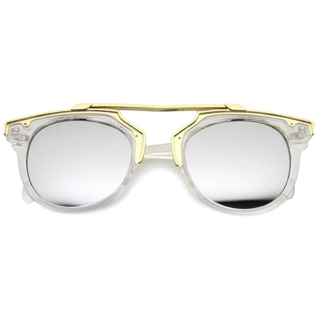 Intricately Designed Horned Rim Mirror Lens Sunglasses