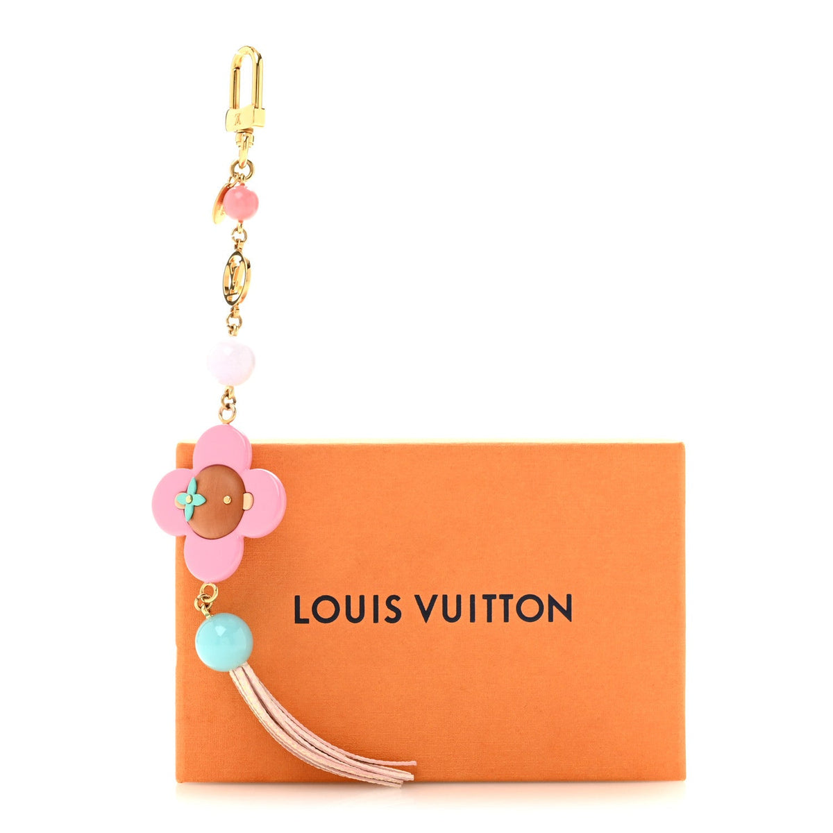 Resin Wood Vivienne Bag Charm Fuchsia Ecru White Caramel