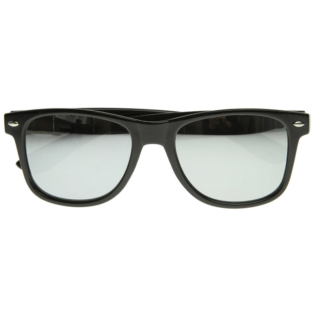 Classic Retro Horn Rimmed Mirrored Lens Sunglasses 8508
