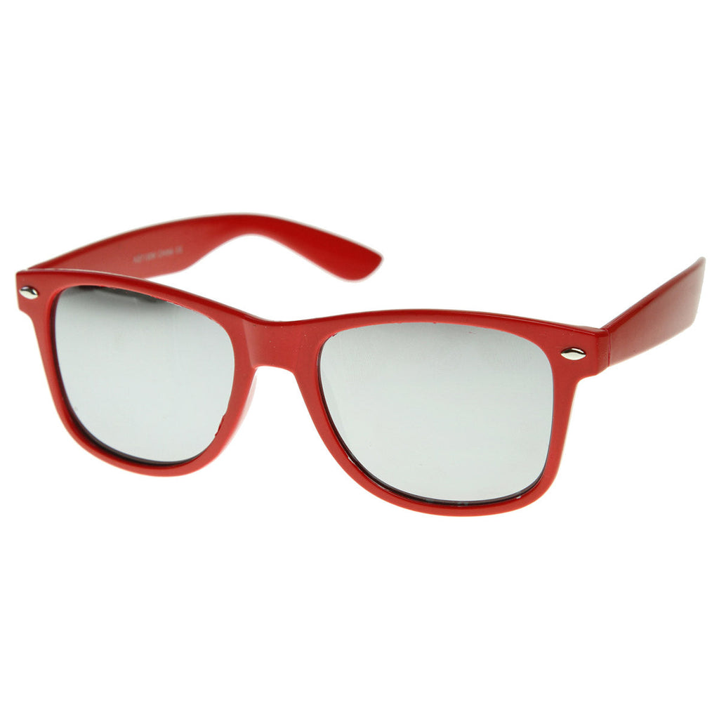 Classic Retro Horn Rimmed Mirrored Lens Sunglasses 8508