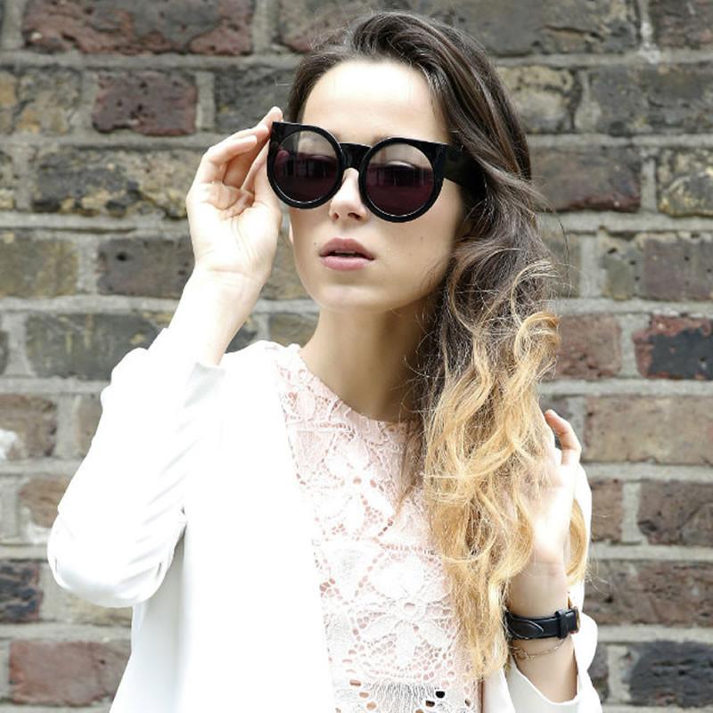 Women's Designer Super Bold Round Cat Eye Sunglasses