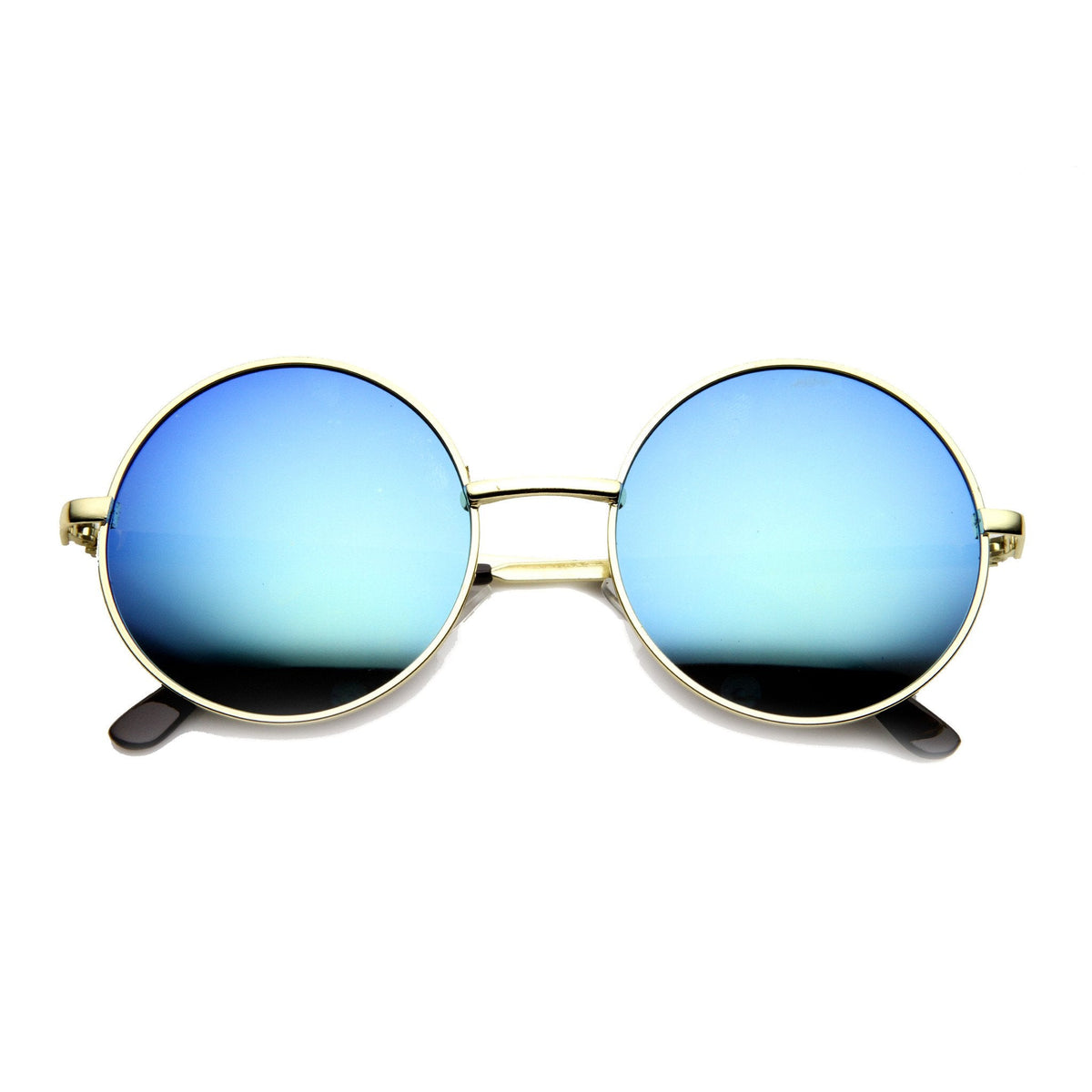 Retro Flash Color Mirror Lens Round Metal Sunglasses