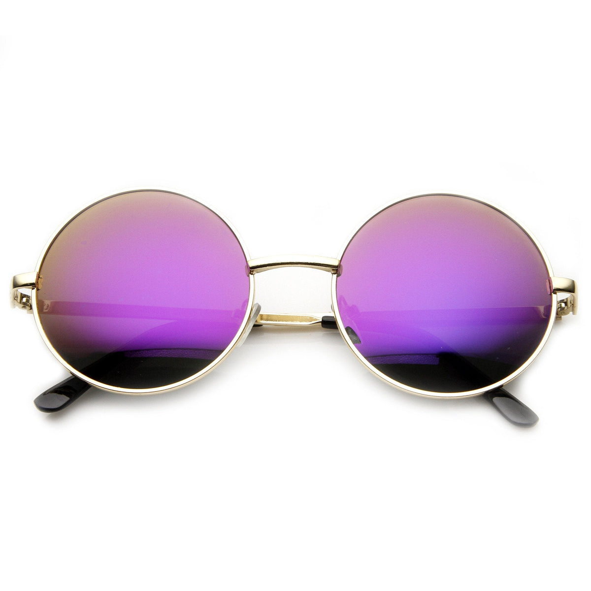 Retro Flash Color Mirror Lens Round Metal Sunglasses