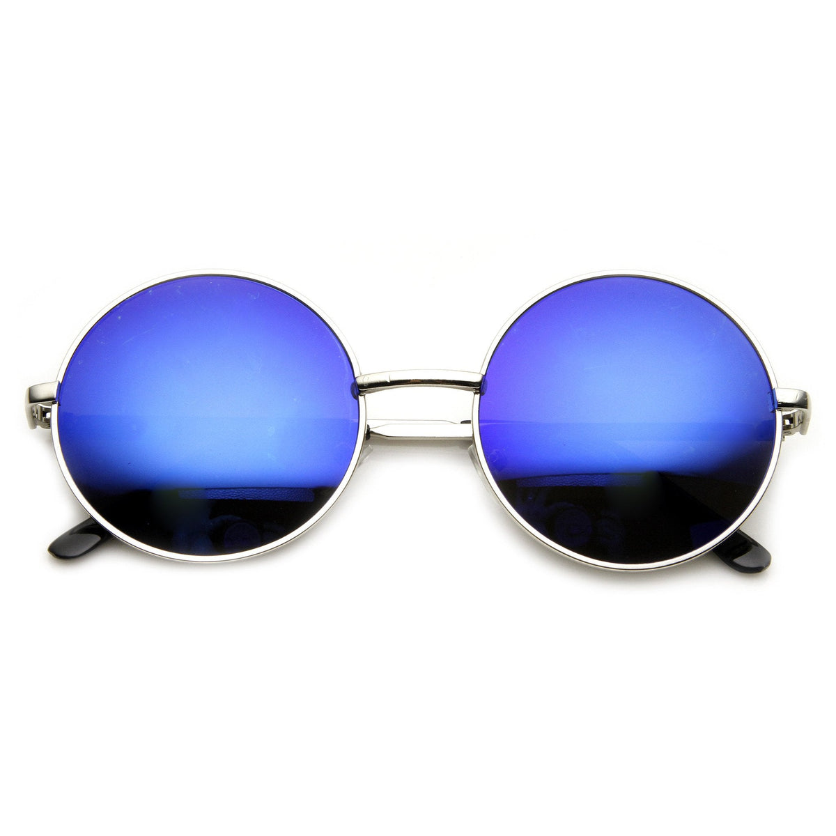 Retro Flash Color Mirror Lens Round Metal Sunglasses