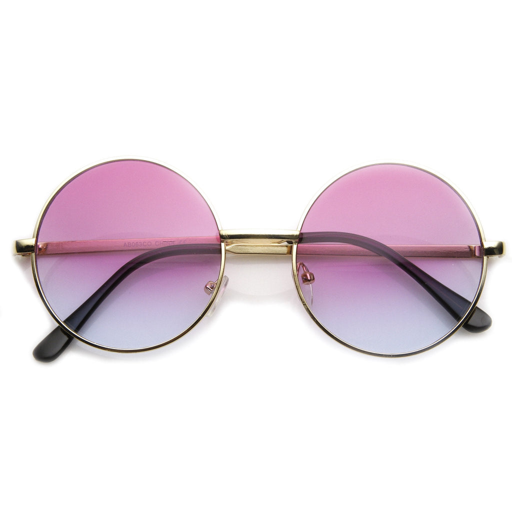 Retro Hippie Round Multi Color Rainbow Lens Sunglasses