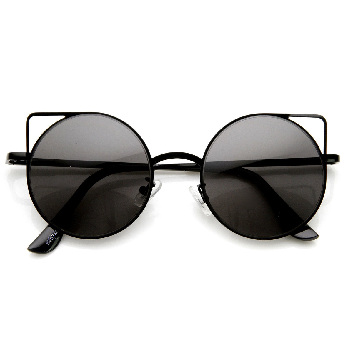 Women's Thin Laser Cut Metal Circle Cat Eye Sunglasses