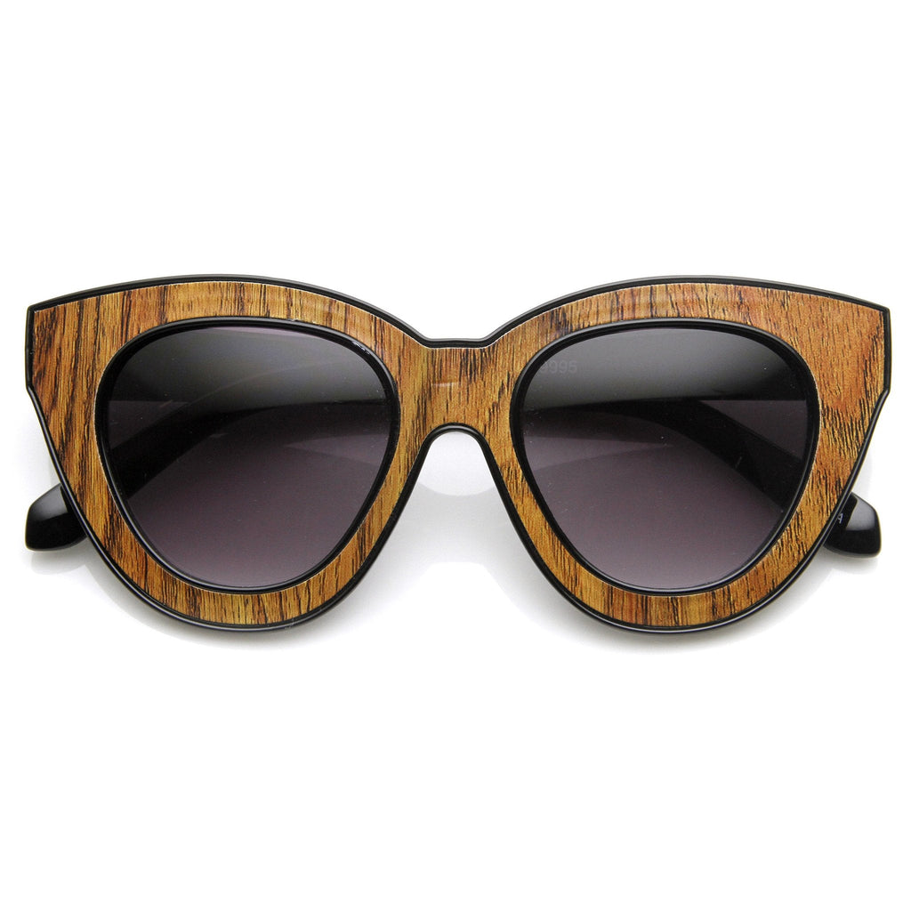 Indie Trendy Womens Block Cut Oversize Cat Eye Sunglasses