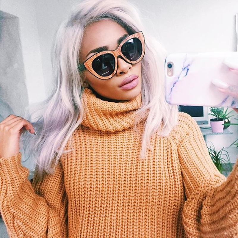 Indie Trendy Womens Block Cut Oversize Cat Eye Sunglasses