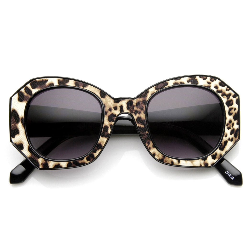 Women's Fashion Block Cut Hexagon Oversize Sunglasses