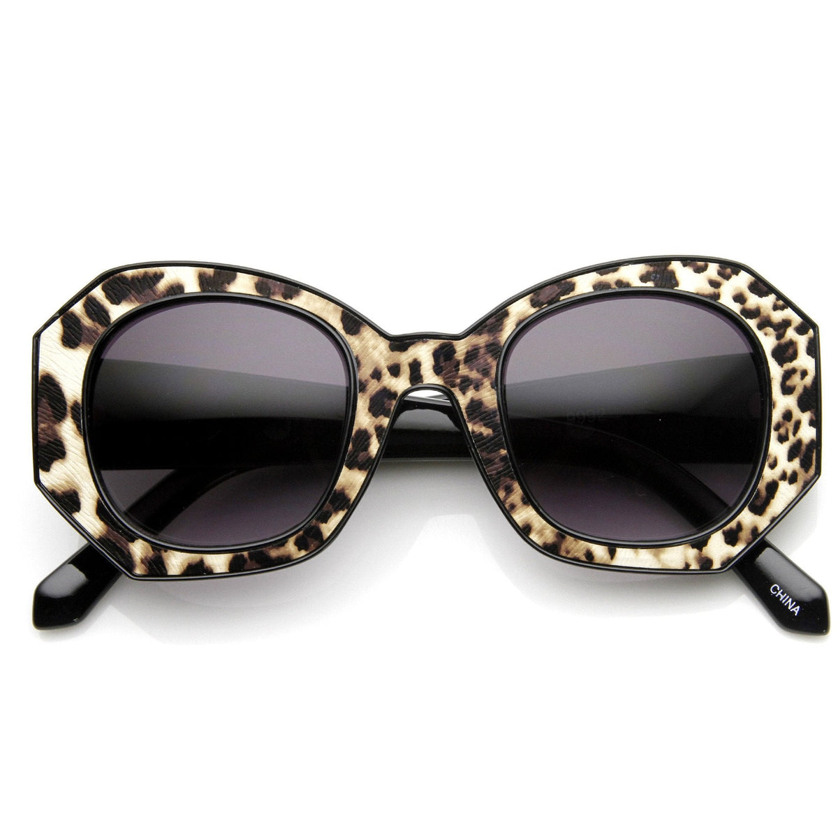 Women's Fashion Block Cut Hexagon Oversize Sunglasses