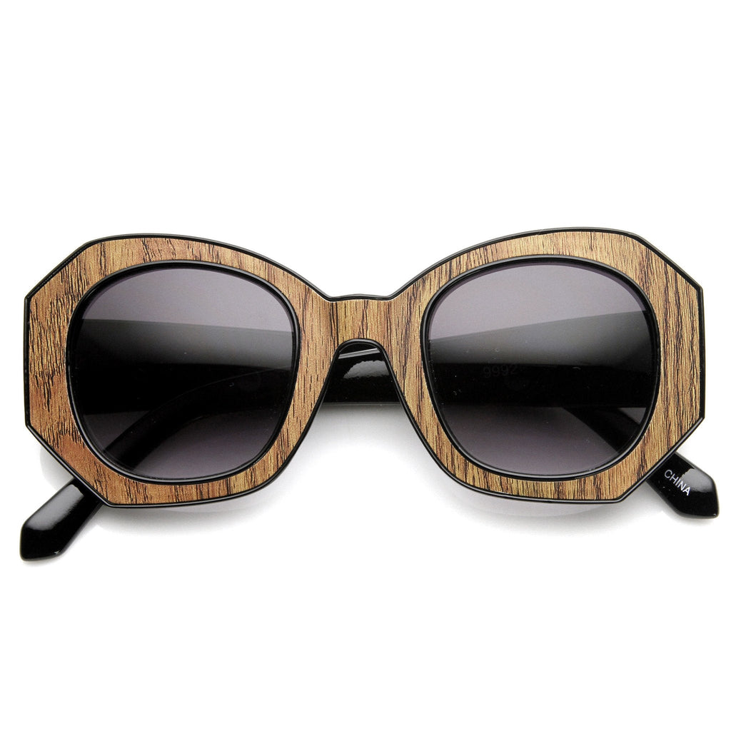 Women's Fashion Block Cut Hexagon Oversize Sunglasses