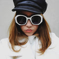 Women's Fashion Block Cut Hexagon Oversize Sunglasses