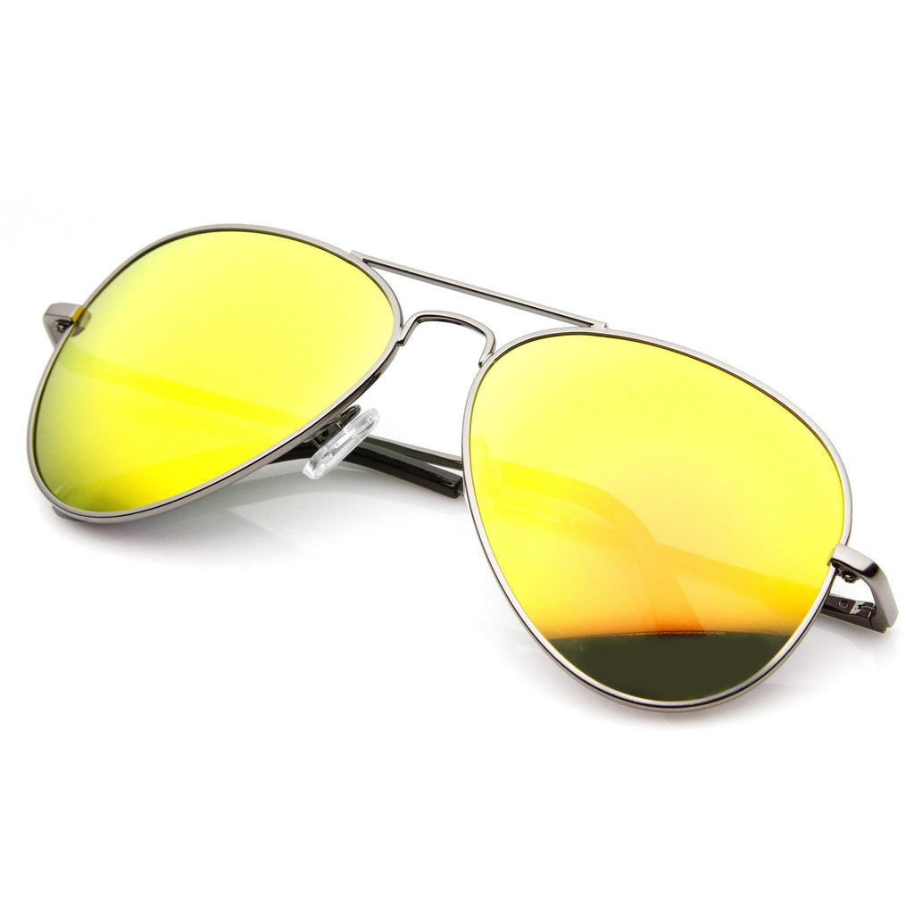 Premium Retro Flash Color Mirrored Lens Aviator Sunglasses